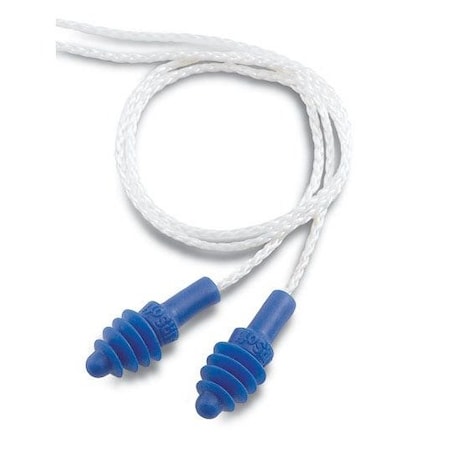 Honeywell Howard Leight Reusable Nylon Ear Plugs, Flange Shape, 27 dB, Blue, 100 PK DPAS-30W